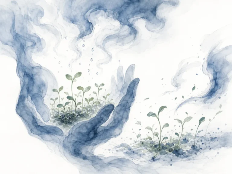 Sunlight filtering through forest canopy warming young saplings without suffocating their growth in luminous Chinese landscape ink wash, illustrating the Tao giving life and virtue nurturing all things without claiming ownership on ChiDestiny