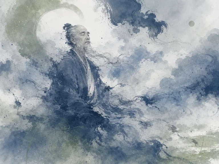 Gentleman walking unassumingly along crowded city street with joyful inner peace completely unnoticed in literati ink sketch capturing quiet dignity among crowds, illustrating the deep liberation of not needing to prove one's worth to anyone on ChiDestiny