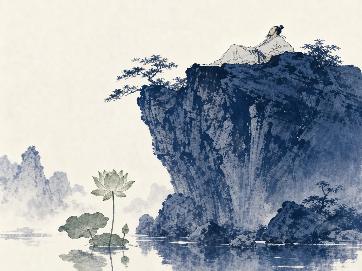 Imposing stone fortress wall blending seamlessly into sheer granite mountain cliff beneath tranquil open skies in structured architectural Chinese ink painting with rugged mineral textures, illustrating establishing invulnerability through defense and patiently waiting for external vulnerability to emerge on ChiDestiny