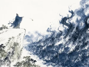 Dry autumn grass catching single spark from flint and expanding rapidly into clean controlled line across field in evocative Chinese ink and color painting capturing spark, dry grass, and autumn wind, illustrating timing decisive catalysts when conditions are primed so minimal effort achieves maximum transformation on ChiDestiny