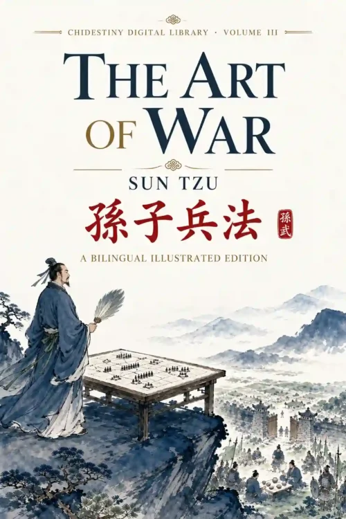 The Art of War PDF bilingual illustrated edition by Sun Tzu, exploring ancient Chinese wisdom and military philosophy on ChiDestiny