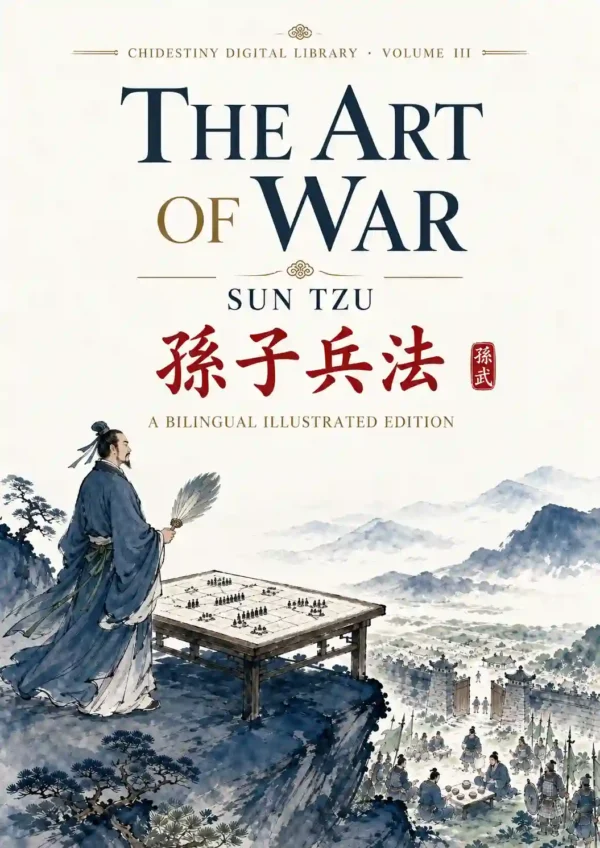 The Art of War PDF bilingual illustrated edition by Sun Tzu, exploring ancient Chinese wisdom and military philosophy on ChiDestiny