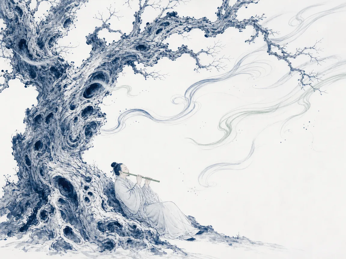 Figure gazing into fragmented reflective glass screens where mirrors dissolve into fluttering butterfly wings in surreal modern Chinese ink wash with delicate line work, illustrating transcending rigid cognitive biases through the butterfly dream perspective on ChiDestiny