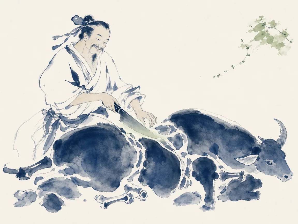 Slender calligraphy brush gliding smoothly between crowded urban obstacles without touching walls in fluid expressive ink painting contrasting density and space, illustrating navigating high-pressure environments by finding free spaces like Cook Ding's knife on ChiDestiny