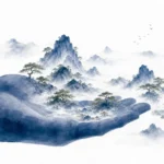 Open palm letting cool river water flow through fingers instead of clenching into tight fist in soothing water and hand ink study with soft fluid washes, illustrating releasing obsessive life management to discover spontaneous balance on ChiDestiny