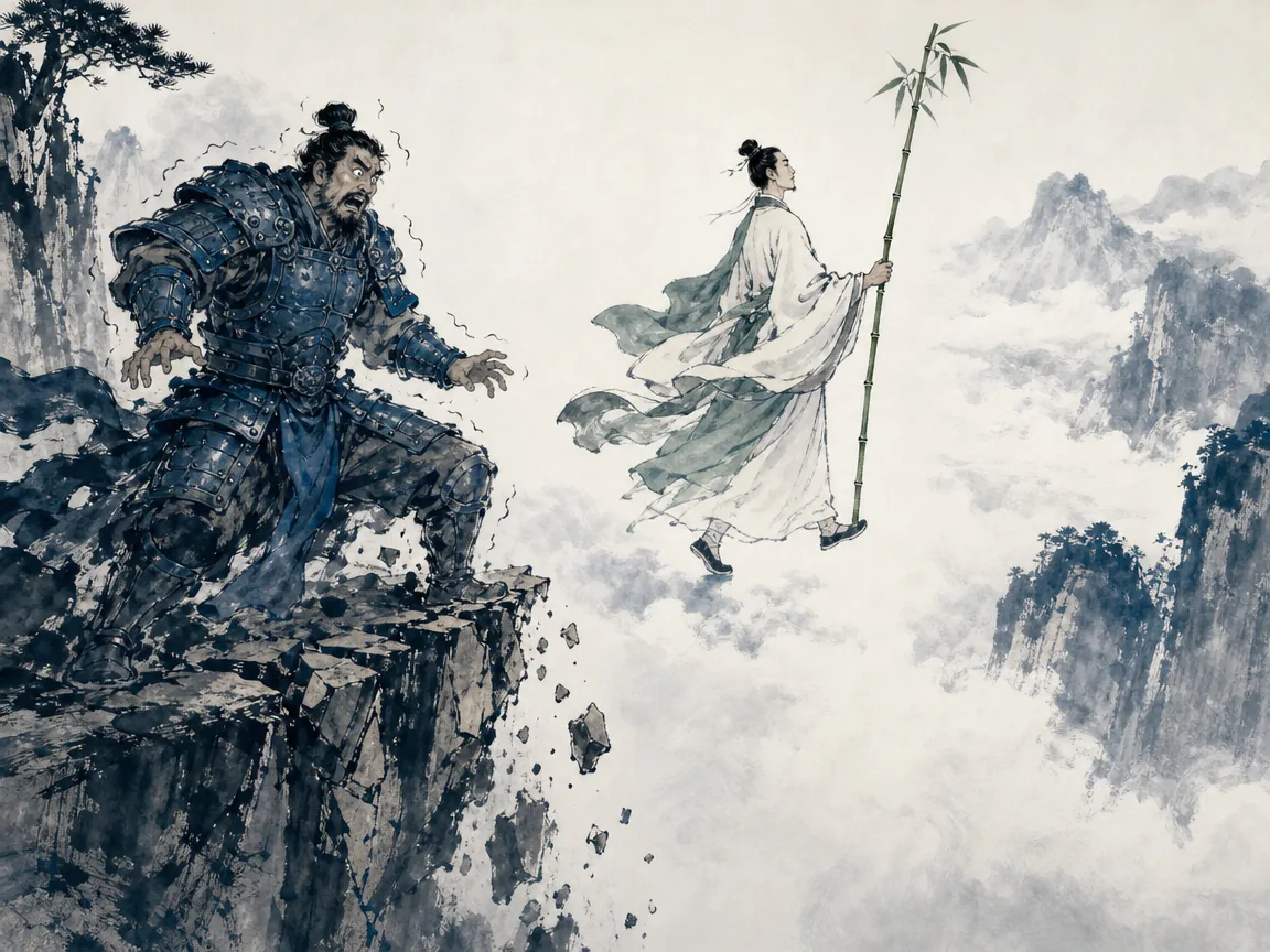 Figure floating calmly in open deep water looking up at star-filled sky without struggling against waves in deep cosmic ink wash with sparkling water reflections, illustrating finding indestructible resilience when external securities collapse on ChiDestiny
